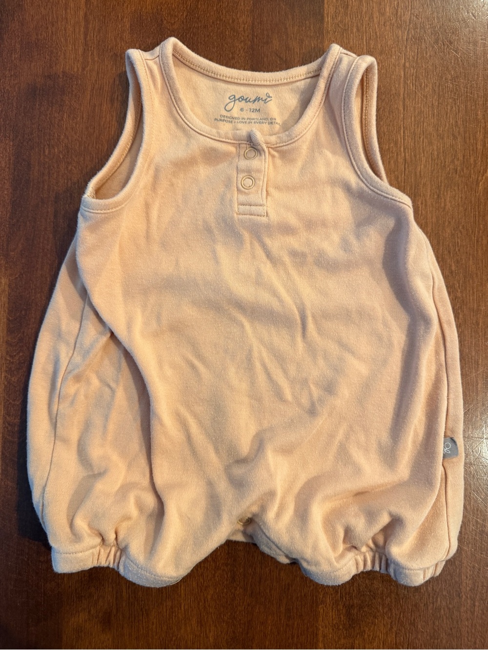 Goumi Peach Baby Tank Romper - Soft Sleeveless Play Top